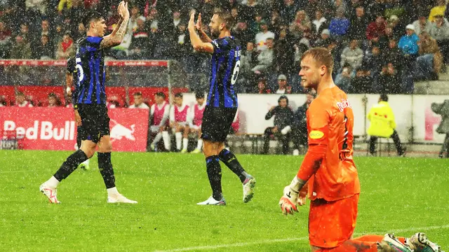 Inter Milan meraih kemenangan 4-3 atas RB Salzburg pada laga pramusim di Red Bull Arena, Kamis (10/8/2023) dini hari WIB. (KRUGFOTO / APA / AFP)