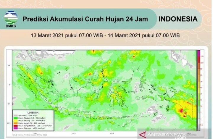 BMKG Prakirakan Hujan Lebat Di Sejumlah Daerah Di Indonesia - Krsumsel